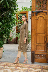 DA-1861 GREEN EMBROIDERED KURTA